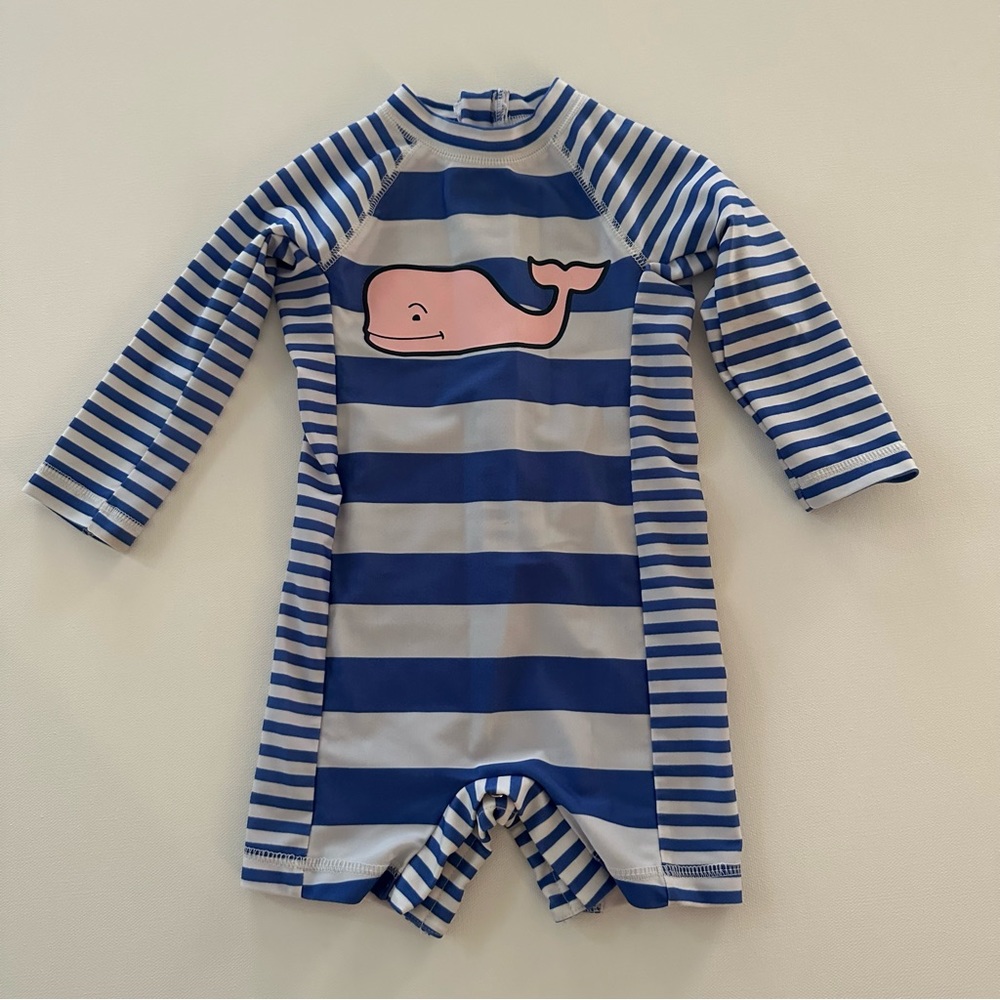 Vineyard Vines Target 12 Months Baby Whale Blue Stripe Swimsuit One Piece